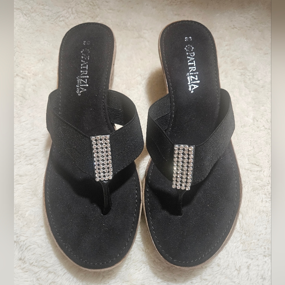 Patrizia Black Sandals with Crystal Embellishments